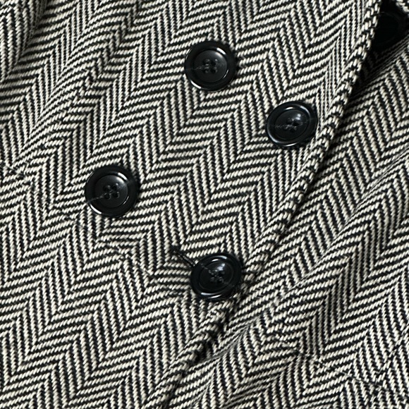 Black/White Guess Herring Bone Tweed Pea Coat Sz XL - Picture 3 of 6